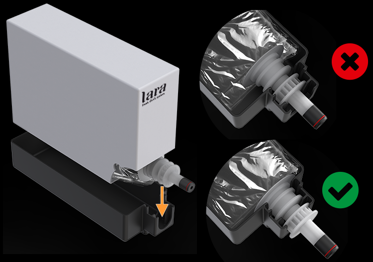 Position of the ROV valve in the bag tray
